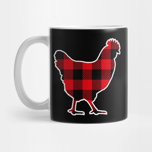 Chicken Red Plaid Pattern Christmas Pajama Funny Gift Mug